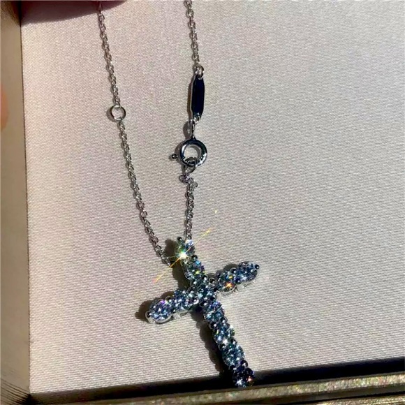 Necklace Pendant S925 Cross Cubic Zirconia - Picture 4 of 5
